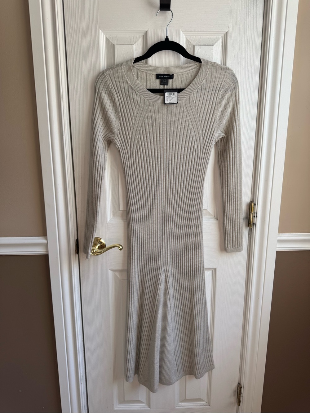 NWT Club Monaco Slim Long Ribbed Wool Midi Sweater Dress XS